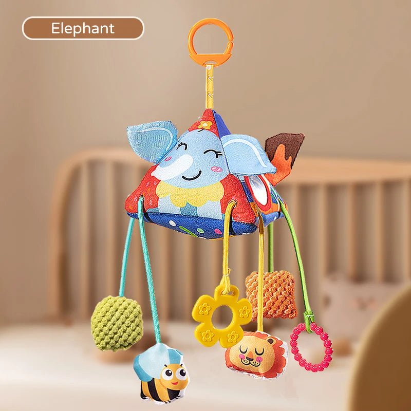 hochet peluche elephant triangle avec fil suspendu jouet de dentition